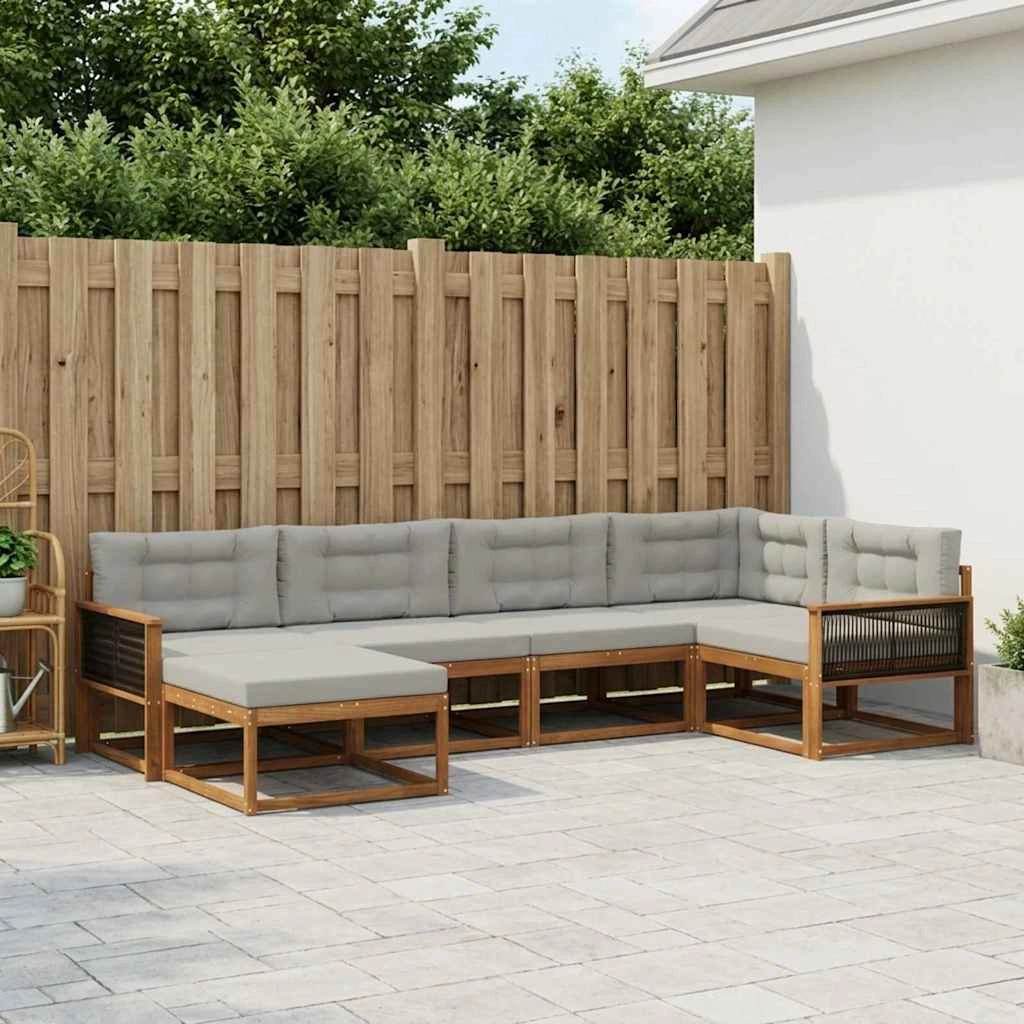 Set di divani da esterno 6 pz Naturale e Grigio chiaro 3382704