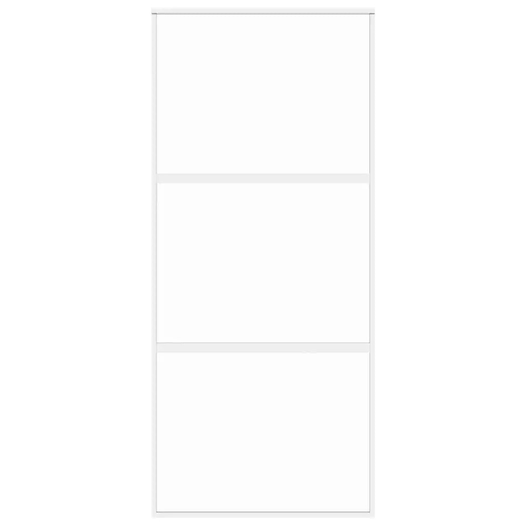 Porta Scorrevole Bianca 90x205 cm Vetro Temperato e Alluminio 155205