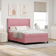 Letto a molle con materasso Rosa 140 x 190 cm Velluto 3341953