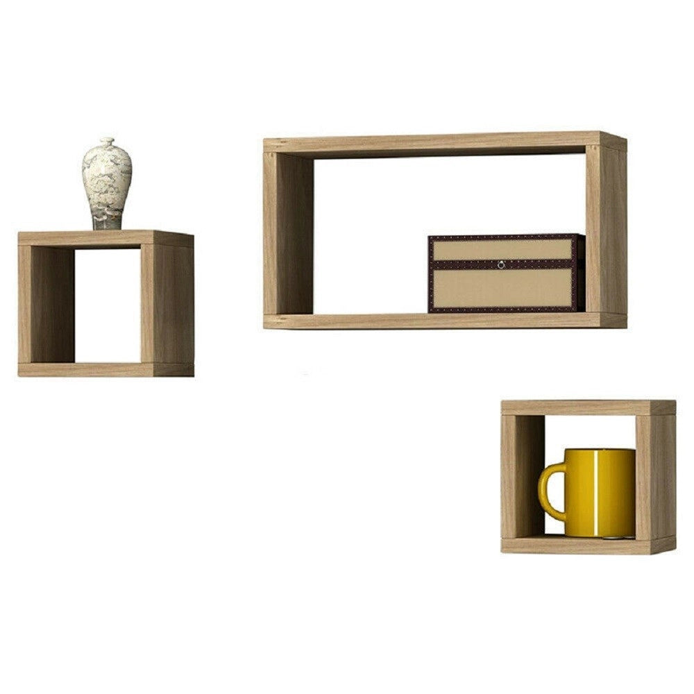 Trade Shop - Set 3 Mensole Cubi A Parete In Legno Mdf Scaffale Libreria Mensola Vari Colori -