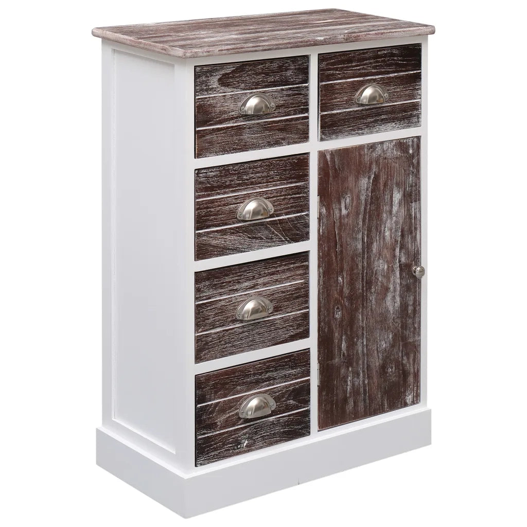 Credenza con 10 Cassetti Marrone 113x30x79 cm in Legno 284174