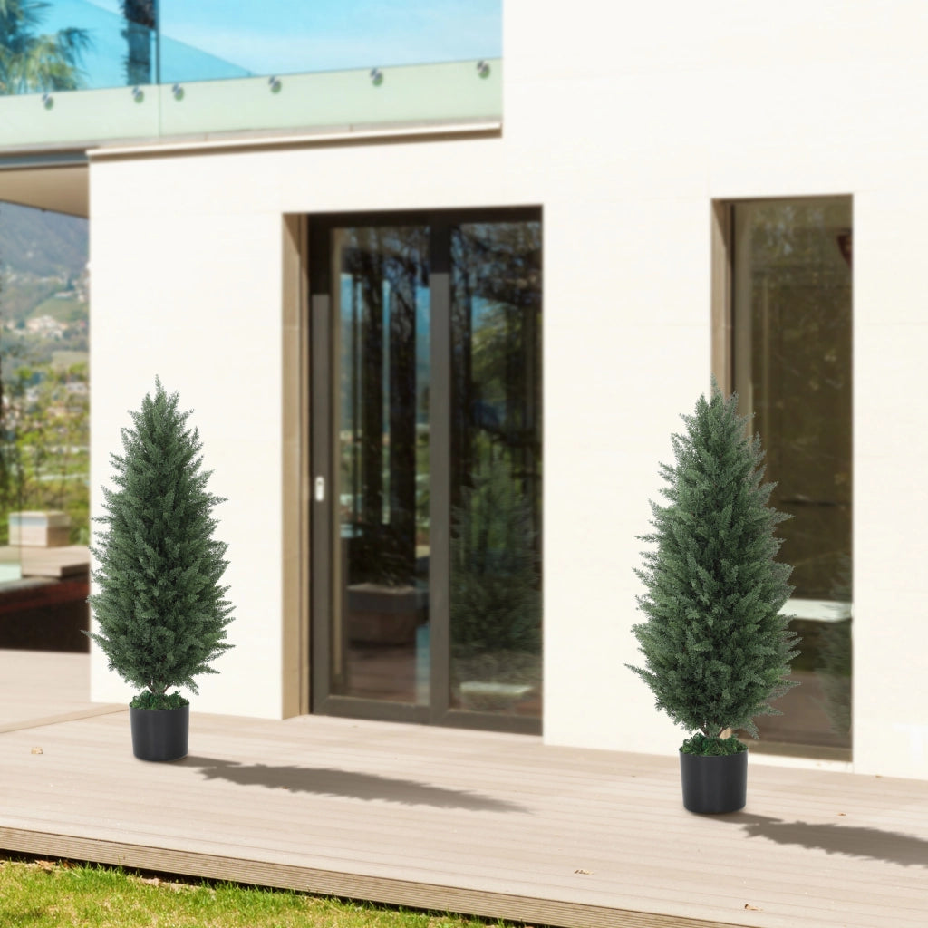 Set 2 Alberi Cipresso Artificiali con Vaso ¨C Zephmum ¨C Verde 90 cm