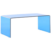 Tavolino in vetro blu con finitura semitrasparente 100 x 50 cm rettangolare minimalista