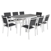 LAMPEDUSASet di mobili da giardino allungabili in textilene grigio 8 posti - alluminio bianco