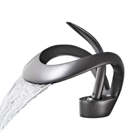 NAVIS | Rubinetto a cascata di design per bagno  nero | Elegante rubinetto in acciaio inossidabile premium per lavelli | Miscelatore  2 attacchi