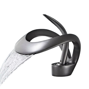 NAVIS | Rubinetto a cascata di design per bagno  nero | Elegante rubinetto in acciaio inossidabile premium per lavelli | Miscelatore  2 attacchi