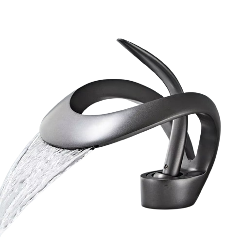 NAVIS | Rubinetto a cascata di design per bagno  nero | Elegante rubinetto in acciaio inossidabile premium per lavelli | Miscelatore  2 attacchi