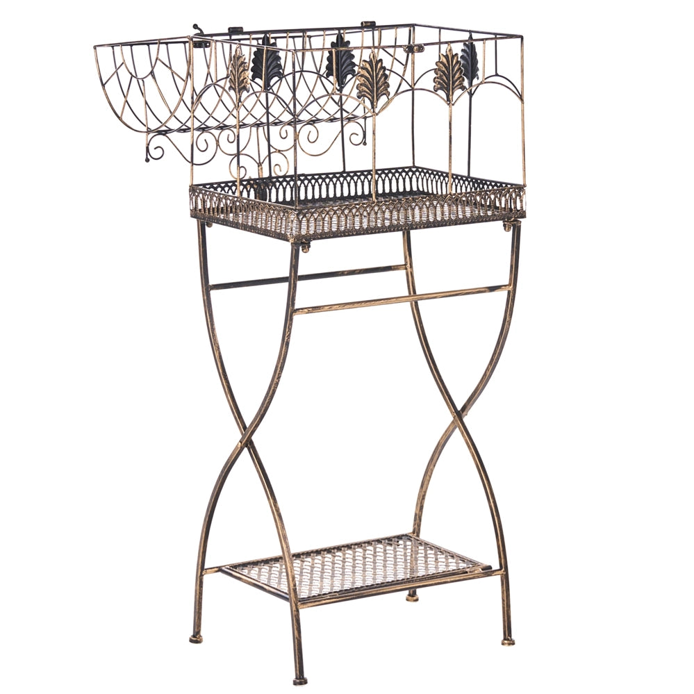 Set di 2 scaffali per piante in metallo da giardino indipendenti per interni e bagni colore nero