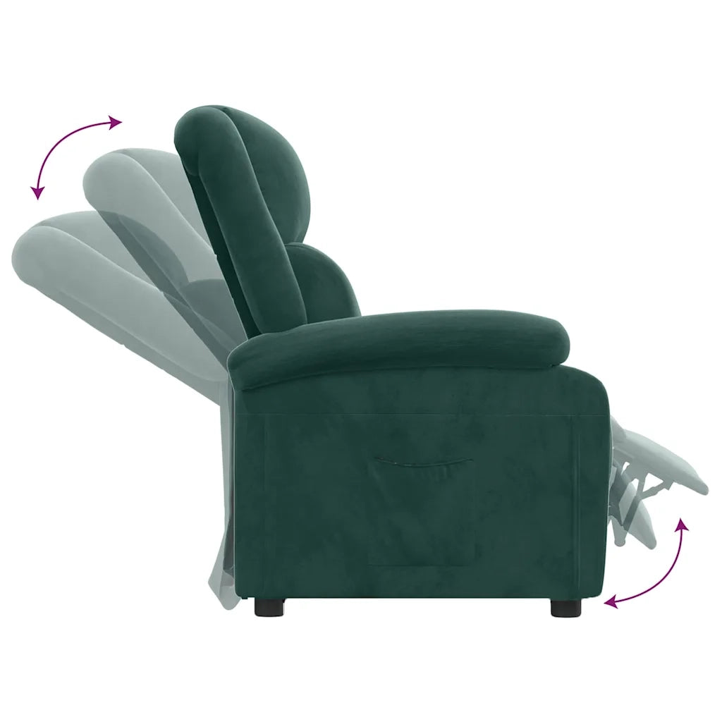 Divano Sedia-Poltrona Reclinabile Verde Scuro in Velluto 444592