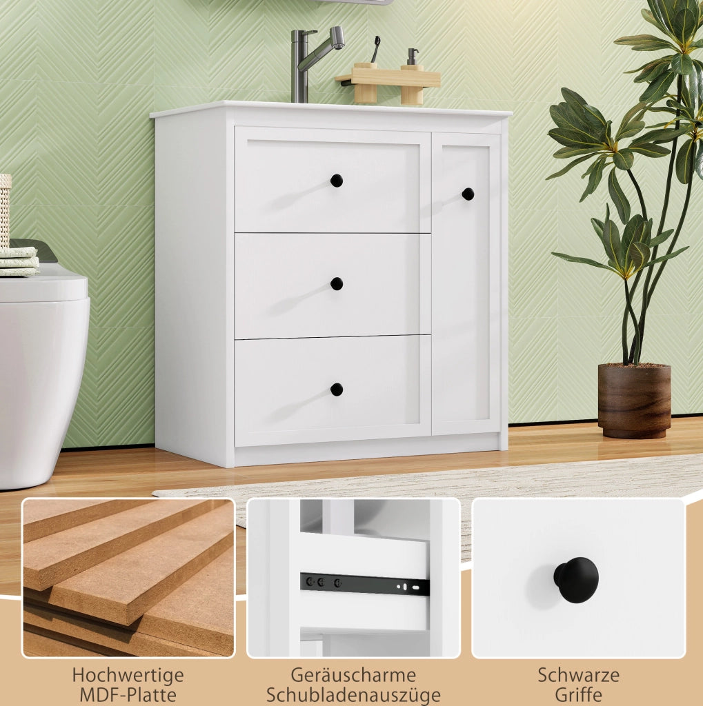 Mobile bagno con lavabo integrato, bianco, 76 x 46 x 82 cm
