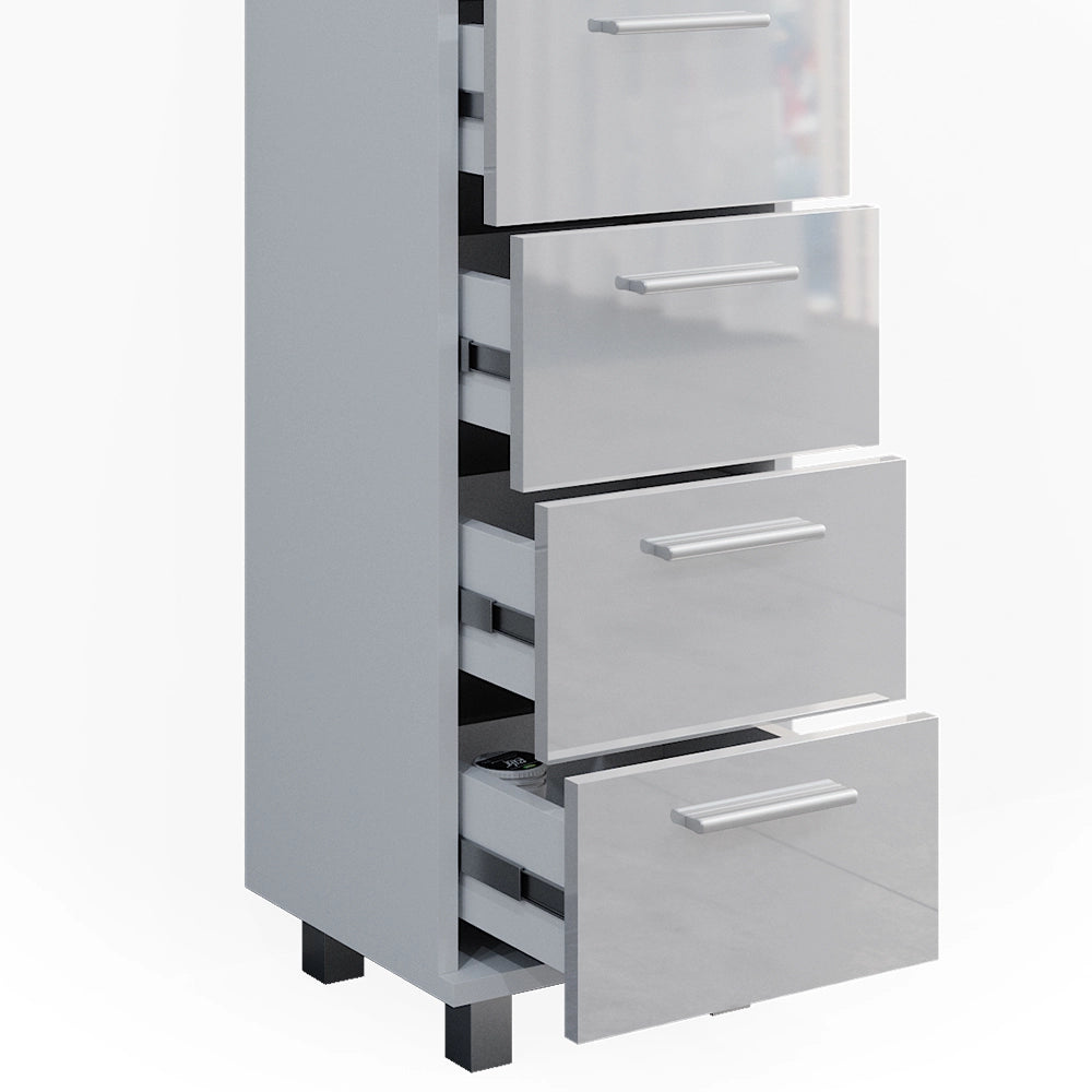 Vicco Cassettiera da bagno Bianco lucido 30 x 95 cm