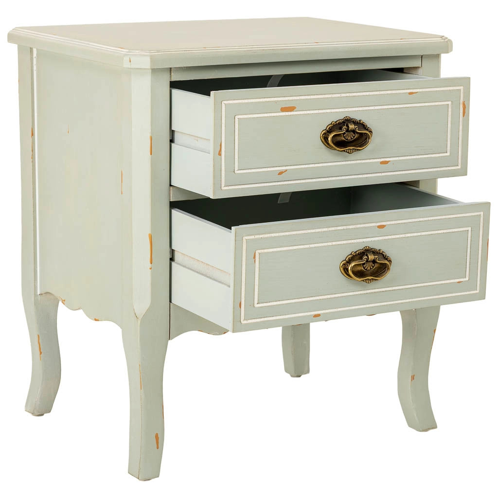 Comodino in legno con due cassetti 50x38x55h cm