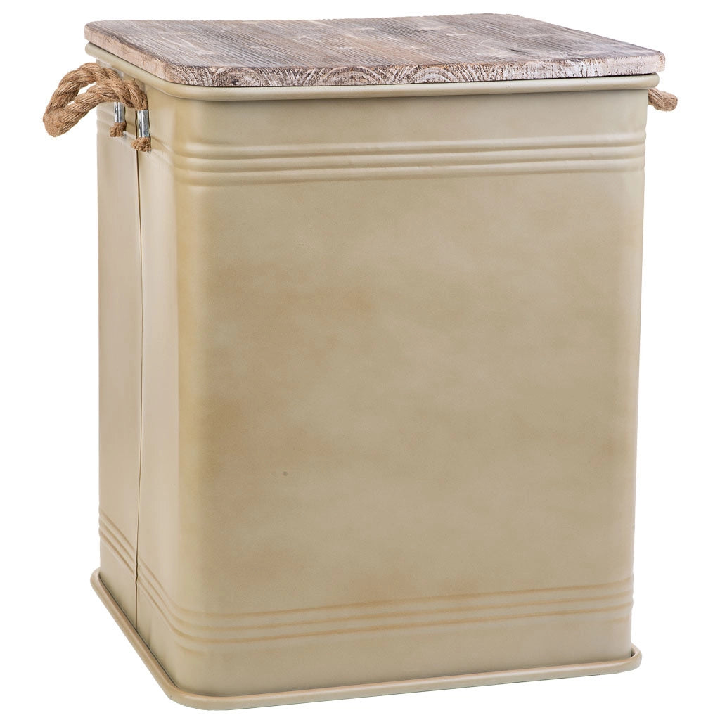 Cesto biancheria metallo stampato beige 41x41x52