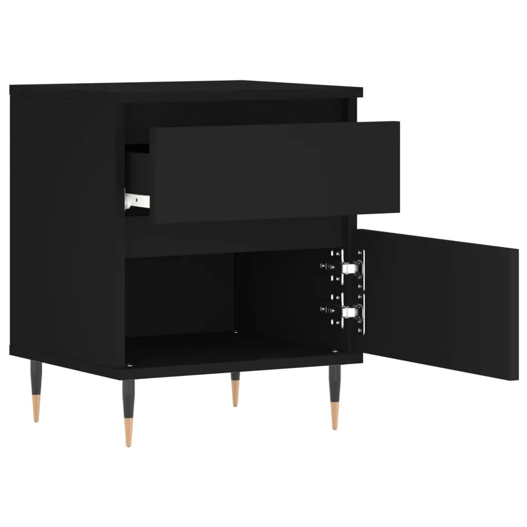 Comodino Nero 40x35x50 cm in Legno Multistrato 830654