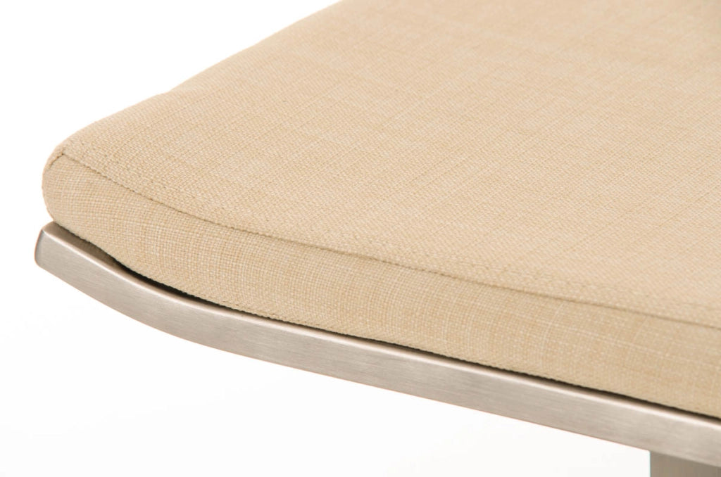 Sgabello Bar Lameng In Tessuto E Acciaio Inox crema