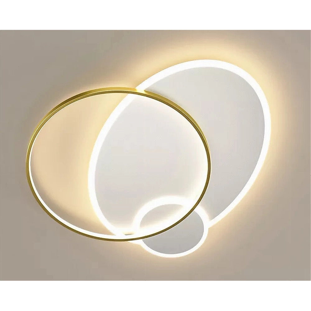 Trade Shop - Plafoniera Led 42w Cerchio Oro Bianco Moderno Soffitto Tonda Luce Naturale 71554 -