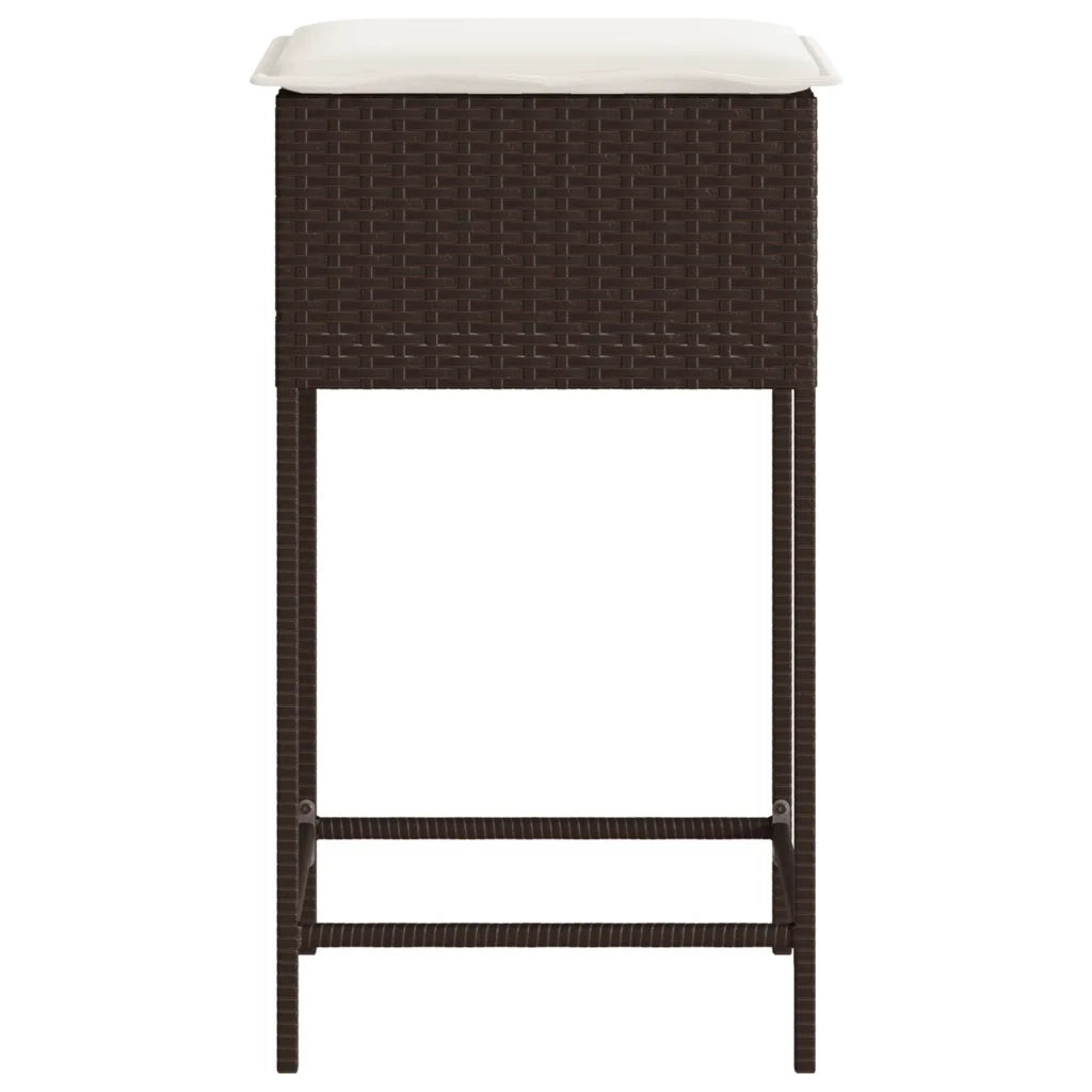 Sgabelli da Bar con Cuscini 2 pz Marroni in Polyrattan CFW6215272