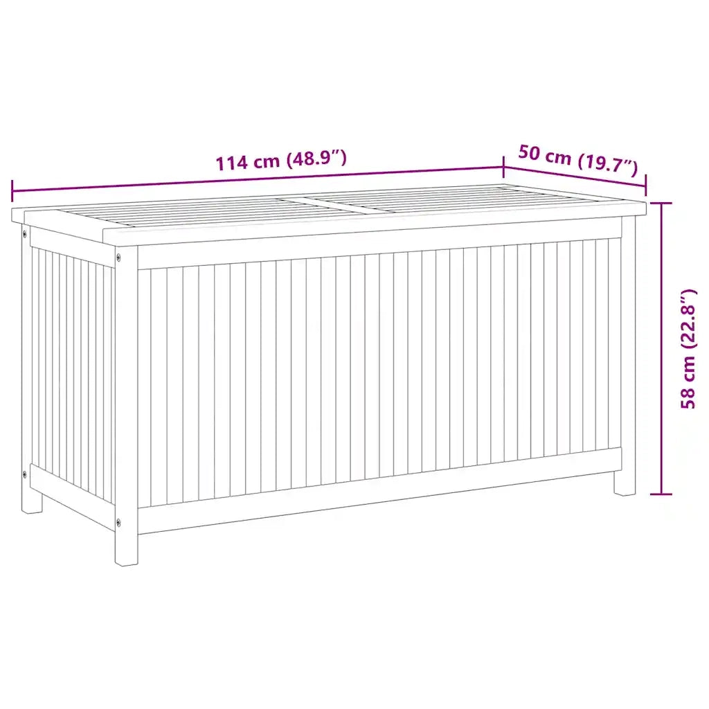 Cassa da Giardino 114x50x58 cm in Legno Massello di Teak CFW7606021