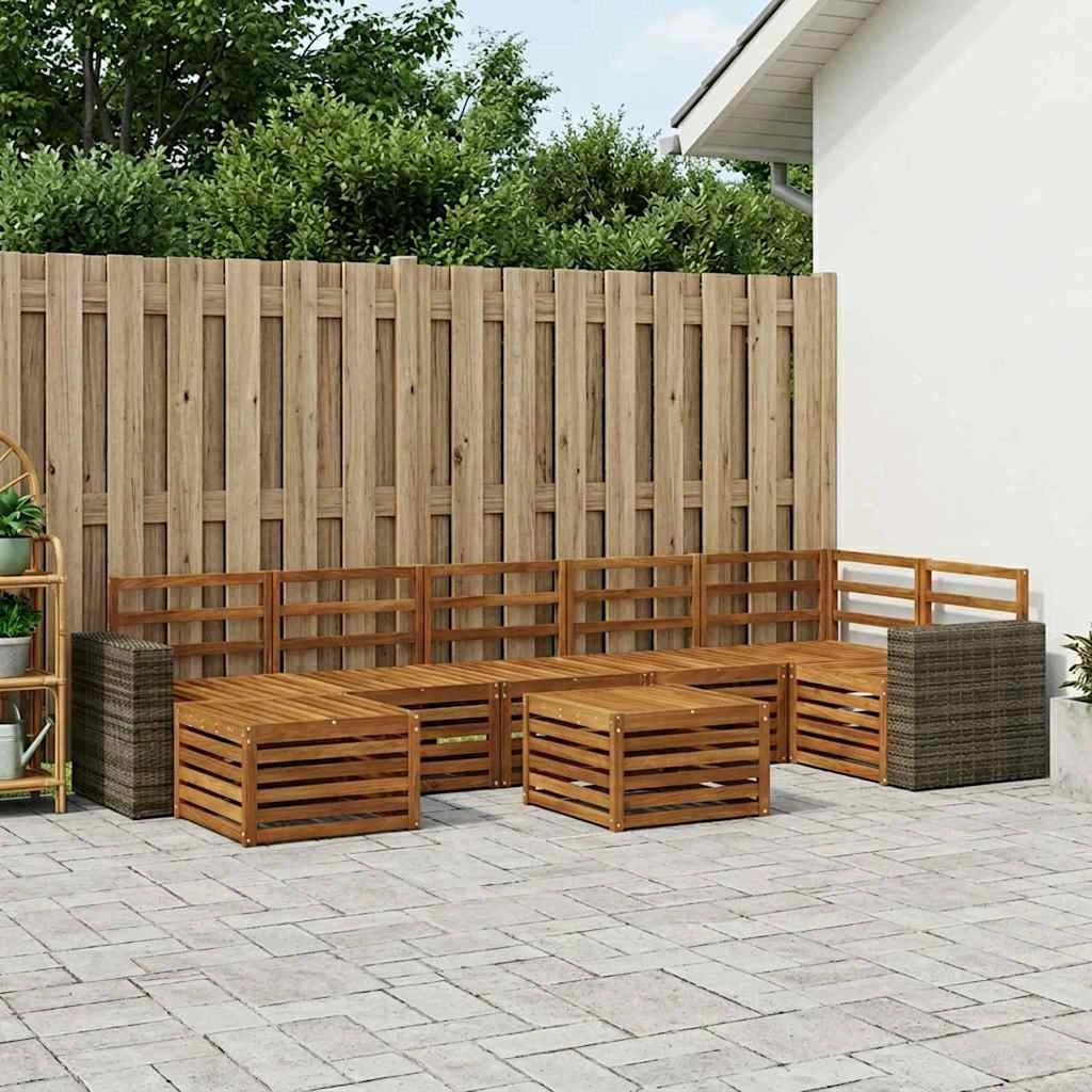 Set di divani da esterno 8 pz Naturale Legno di Acacia Massello 3384665