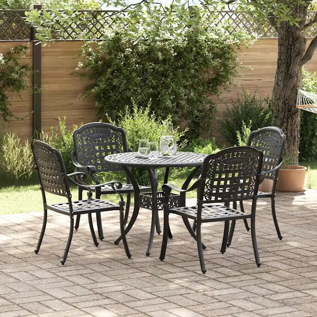 Set da Pranzo per Giardino 5 pcs Nero Alluminio 3334685