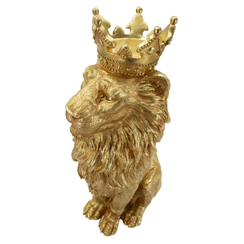 Scultura Leone 1, Oro, Poliresina, 30x42x74 cm