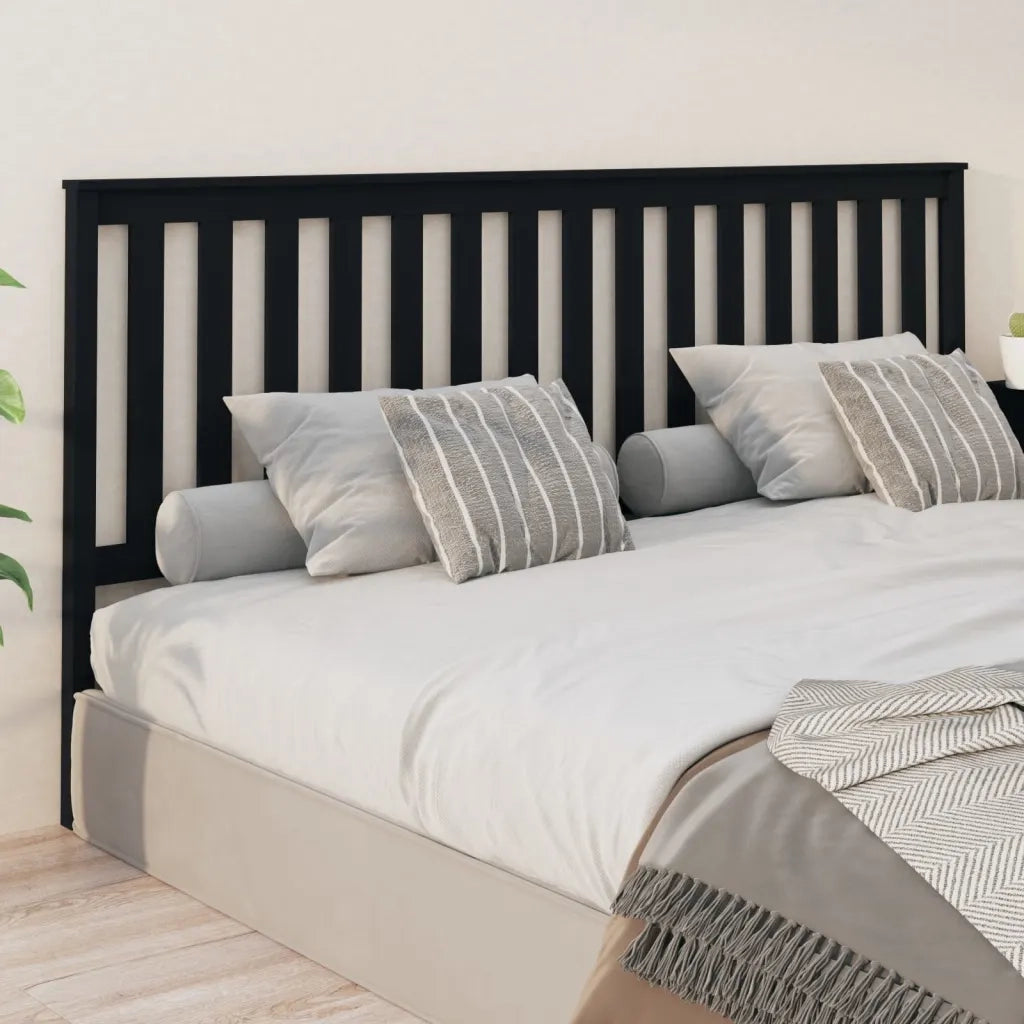 Testiera | Testata per Letto Nera 206x6x101 cm in Legno Massello di Pino