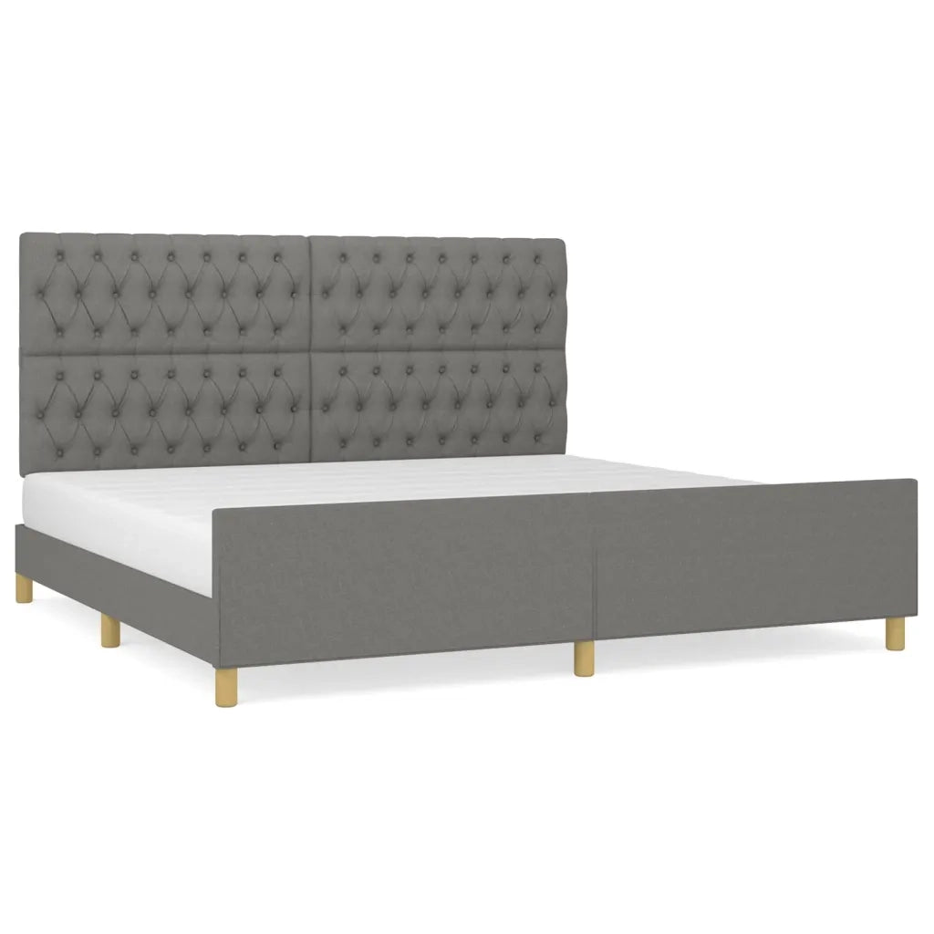 Giroletto con Testiera-Struttura Letto con testiera Grigio Scuro 200x200 cm in Tessuto
