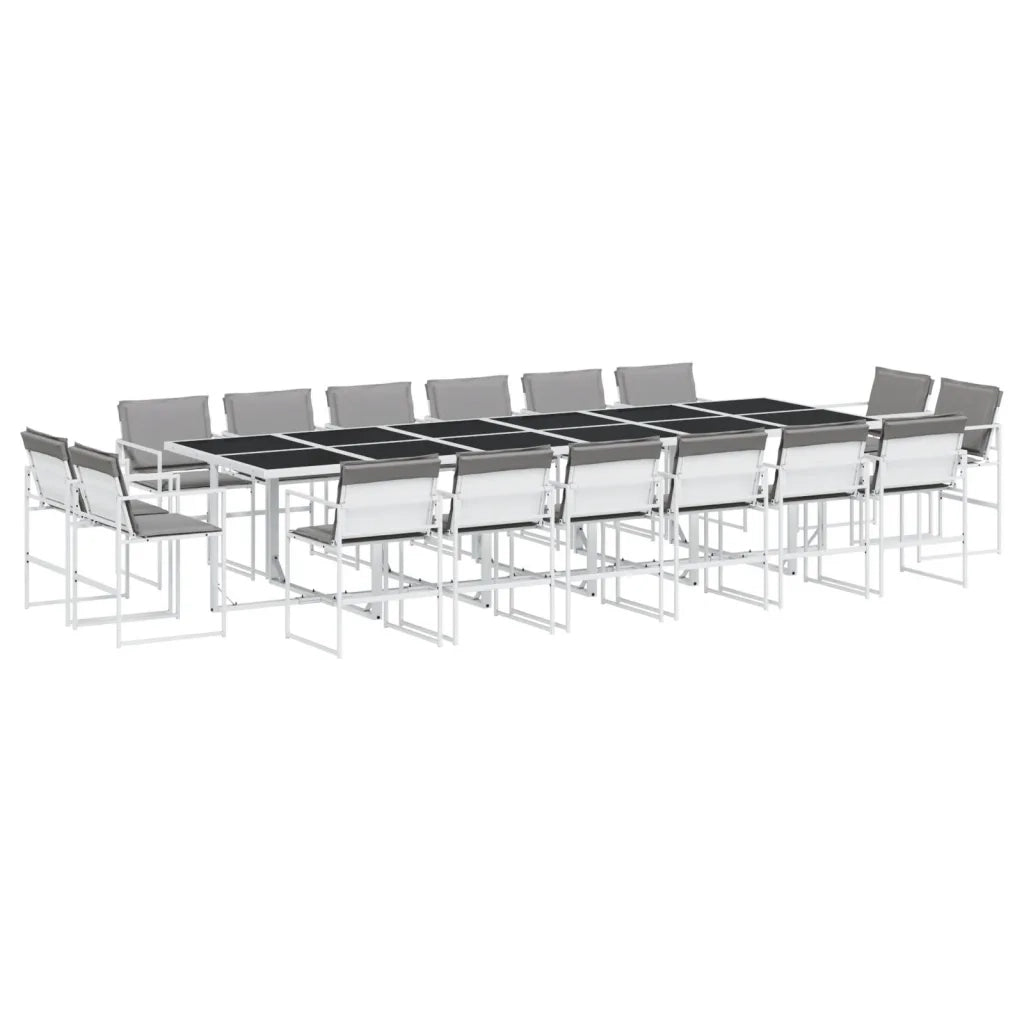 Set da Pranzo da Giardino 17 pz con Cuscini Bianco in Textilene 3295097