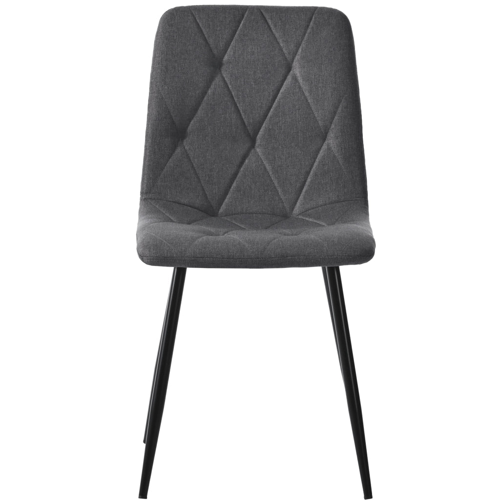 Sedie da pranzo imbottite, 4 pezzi in lino grigio con schienale e gambe in metallo, design elegante