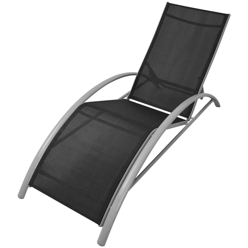 Set di due lettini prendisole con tavolo in alluminio nero 02_0011910