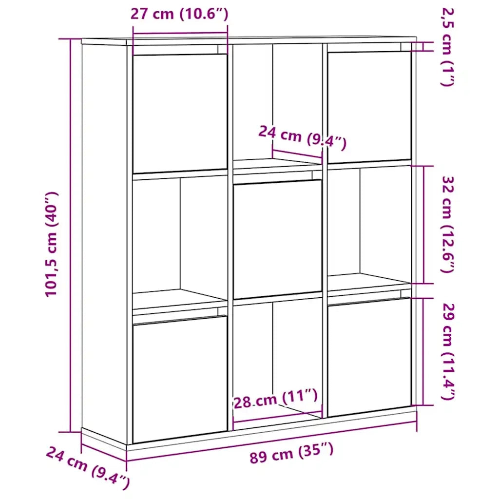 Libreria-Scaffale per Libri-Mobile di Stoccaggio Rovere Fumo 89x24x101,5 cm in Legno Multistrato