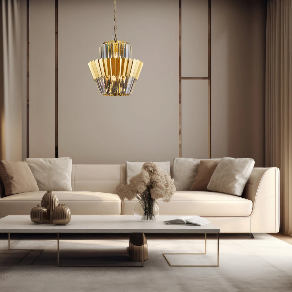Lampadario cristallo glamour oro Donna 9xE14 Milagro