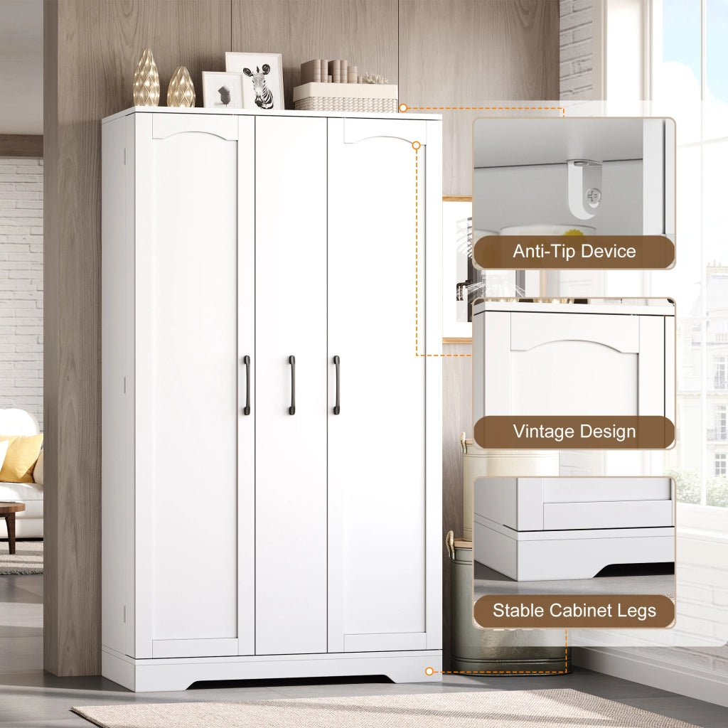 Credenza da cucina con estraibile verticale a 4 livelli, 2 ante e ripiani regolabili per cucina e soggiorno, bianco 150 × 78 × 40 cm