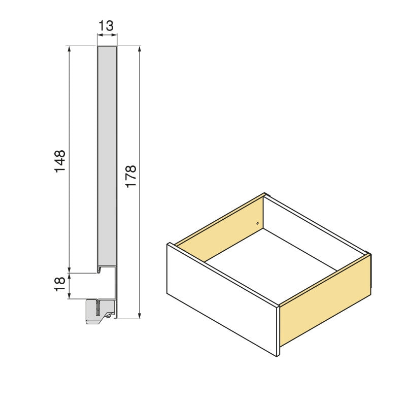 Cassetto esterno Simplex 25 kg, altezza 88 mm, profondità 440 mm, Acciaio, Verniciato bianco