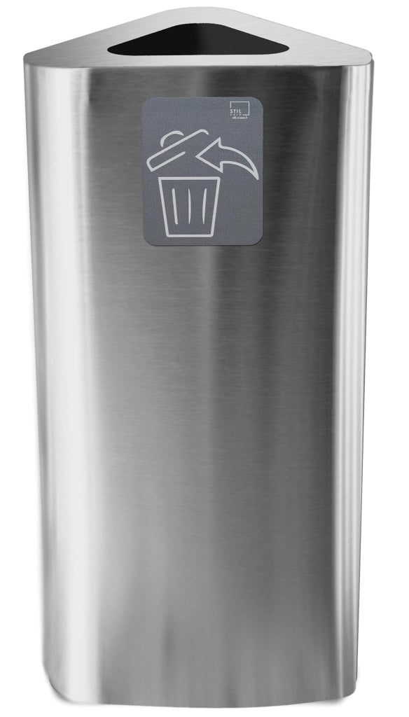 Pattumiera Per Raccolta Rifiuti 38x38xh80 cm In Acciaio Inox con Pittogramma Magnetico Argento