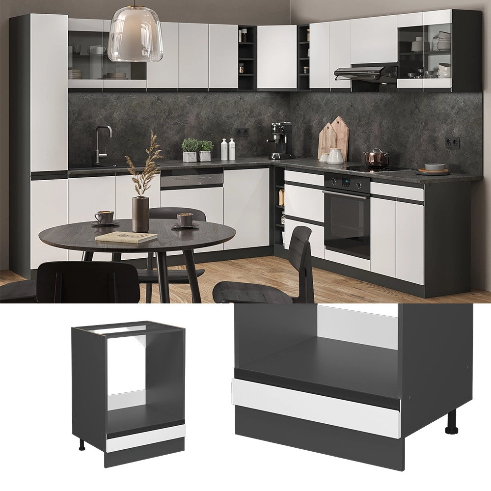 Mobile per forno da incasso R-Line Bianco/Antracite 60 cm J-Shape, PL Antracite Vicco