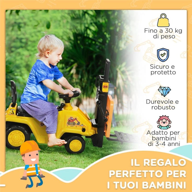 TRATTORE A PEDALI PER BAMBINI 3-4 ANNI CON MULETTO E SPAZIO PORTAOGGETTI