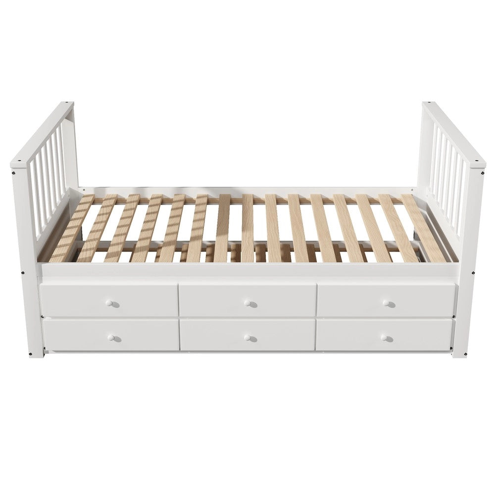 Letto Singolo con Cassetti in Legno Massello ¨C MINIMAL ¨C Bianco 90x200