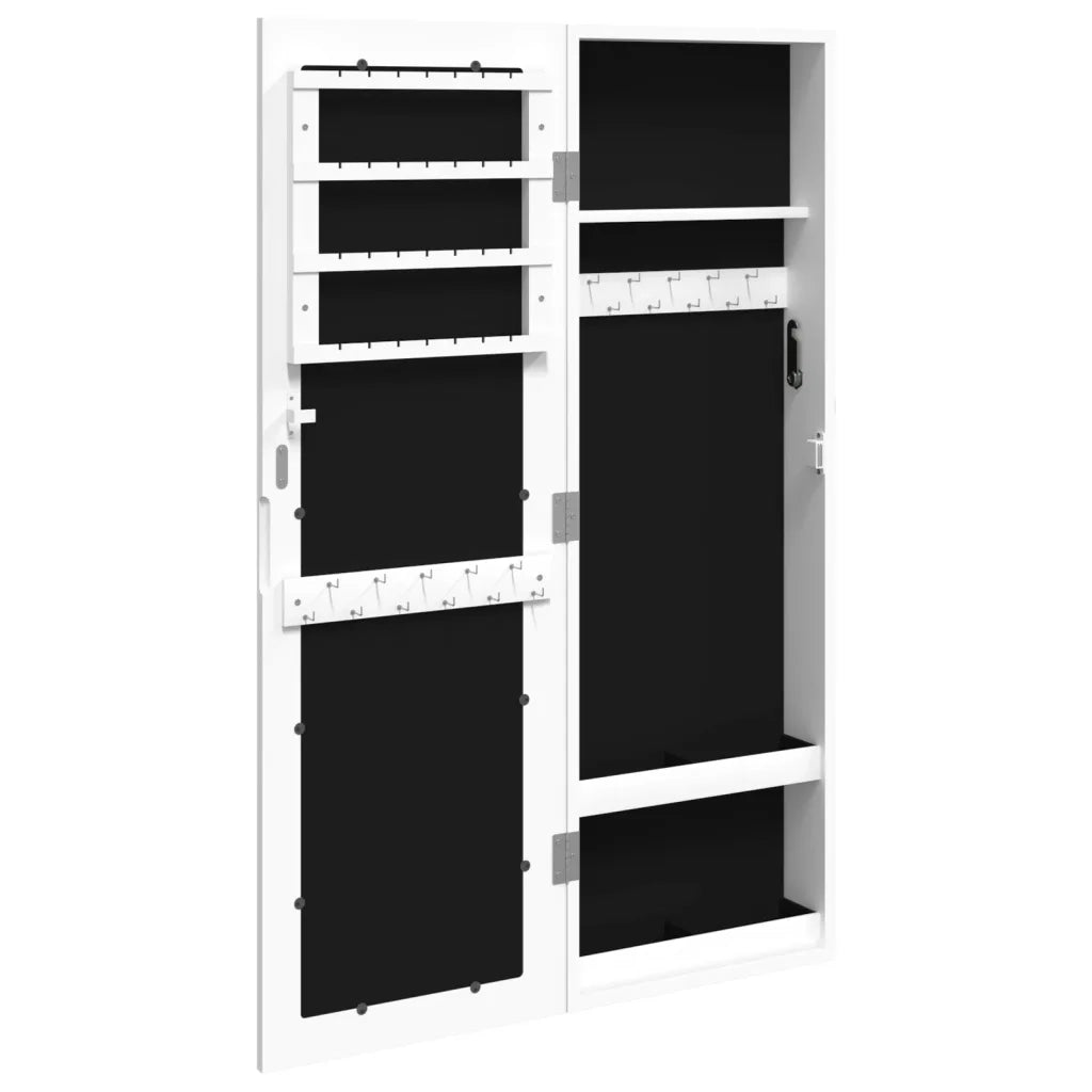 Armadio Portagioie con Specchio a Muro Bianco 30x8,5x90 cm CFW1445781