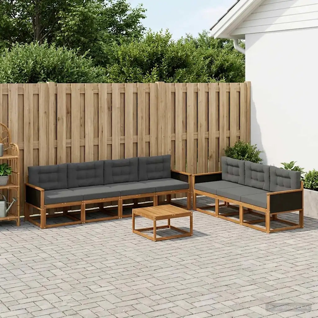 Set di divani da esterno con cuscino 8 pcs Naturale e Antracite 3382395