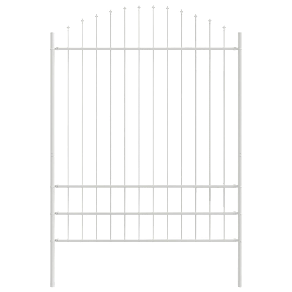 Recinzione da Giardino  con Parte Superiore a Archi Bianca 6,8x2 m Acciaio