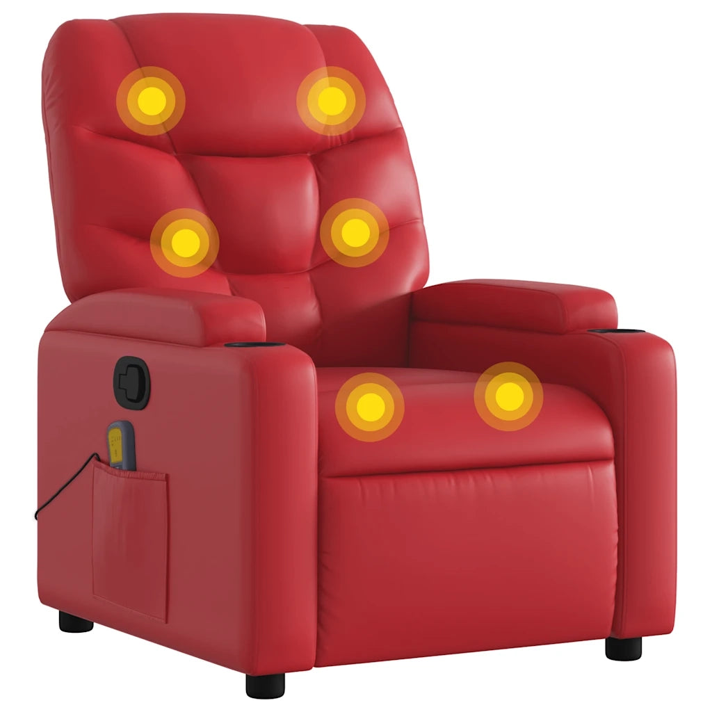 Divano Sedia-Poltrona Massaggiante Reclinabile Rossa in Similpelle 504073