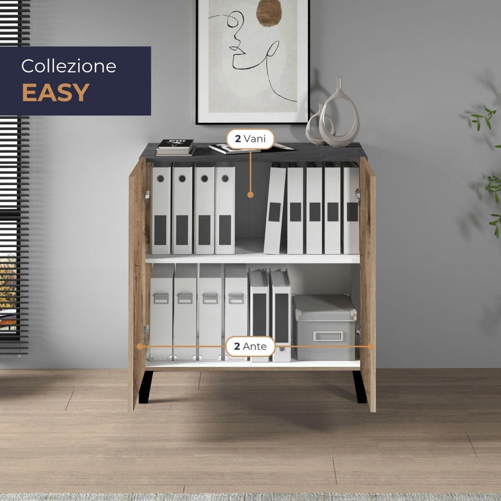 WHOUS Armadio multiuso Easy a 2 ante acero e report 79,20x38x92,5 cm