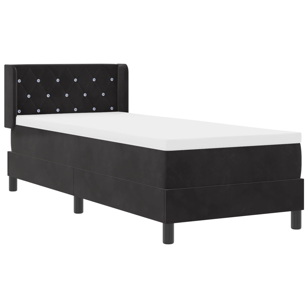Letto a Molle con Materasso Nero 80x200 cm Velluto