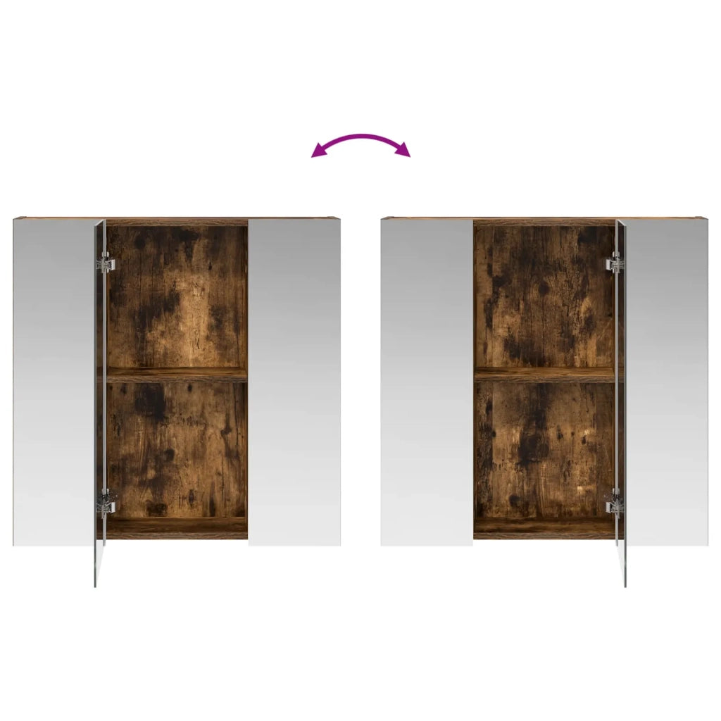Mobiletto per specchio da bagno Rovere fumé 70 x 14,5 x 70 cm