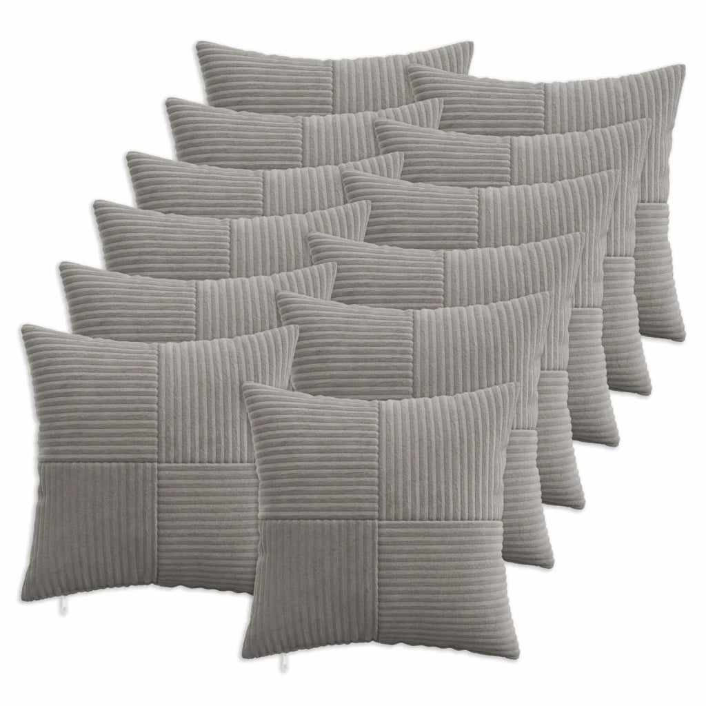 Federa 12 pcs ALMELO Grigio Chiaro 45 x 45 cm corduroy 914751