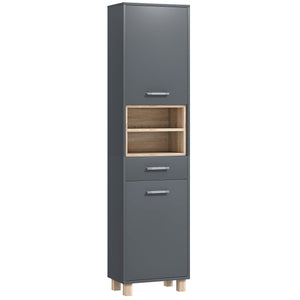Mobile a Colonna da Bagno con Cassetto e Armadietti 40x24x160 cm in Legno Grigio