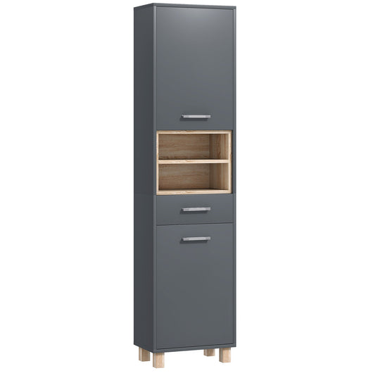 Mobile a Colonna da Bagno con Cassetto e Armadietti 40x24x160 cm in Legno Grigio