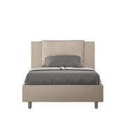 BS COM Letto una piazza e mezza senza rete imbottito 120x190 similpelle tortora