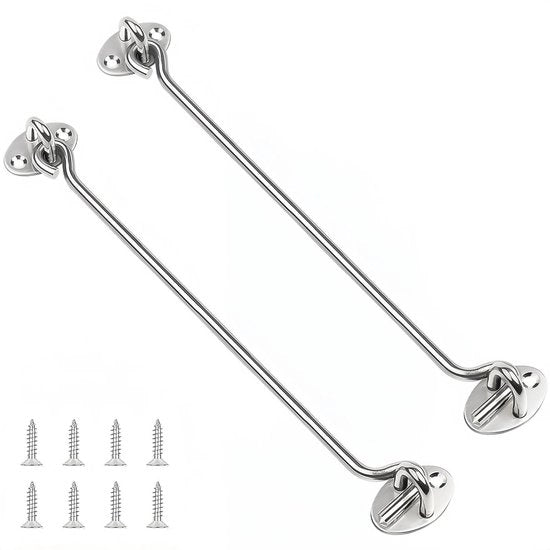 Set di 2 Grappini in Acciaio Inossidabile con Occhiello 35,5 cm